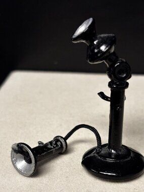 Vintage 1:12 Dollhouse Adjustable Black Metal Floor Lamp w/ Corded Spotlight Lig